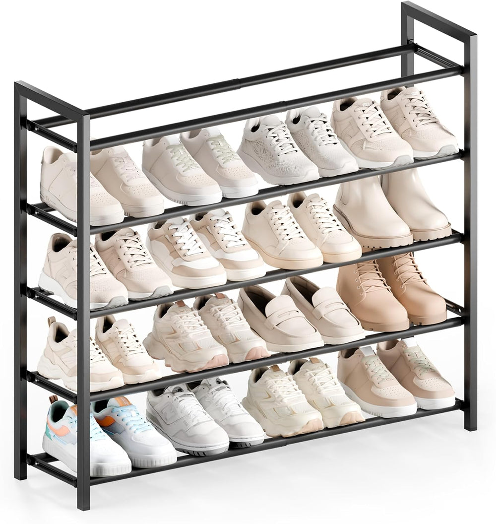 Bumusty 5 Tier Expandable Shoe Rack for Closet, Black
