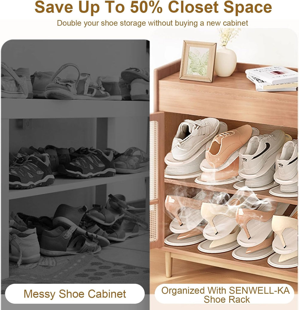 16 Pack Shoe Rack with Aromatherapy Box, Adjustable Space-Saving Organizer