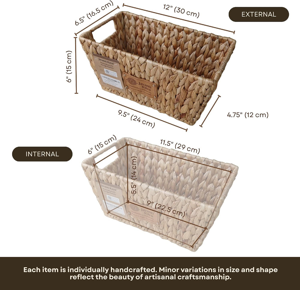 Wicker Storage Baskets with Handles, 2 Pack, 12" x 7" x 6" | T...