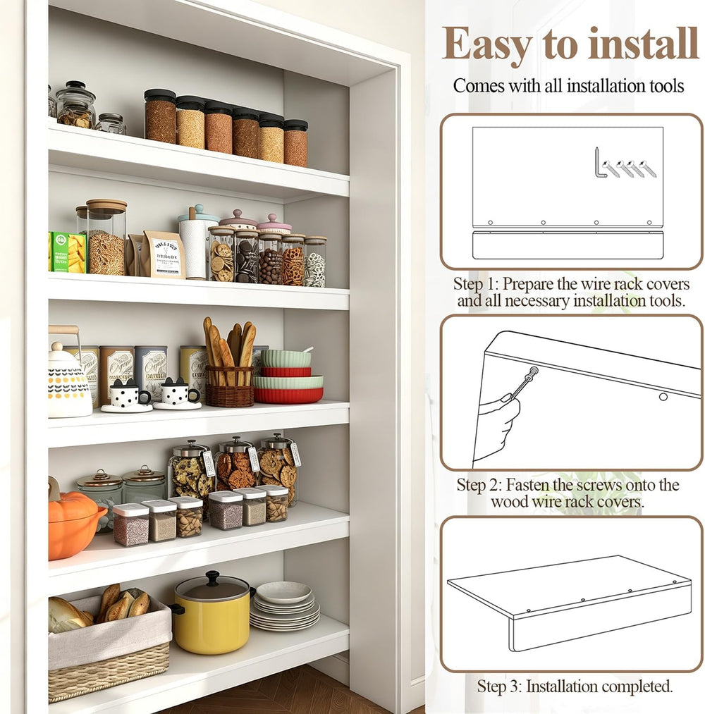 Wire Shelf Covers, Wire Rack Covers for Pantry 38"Wx16"D Wooden 5pc...