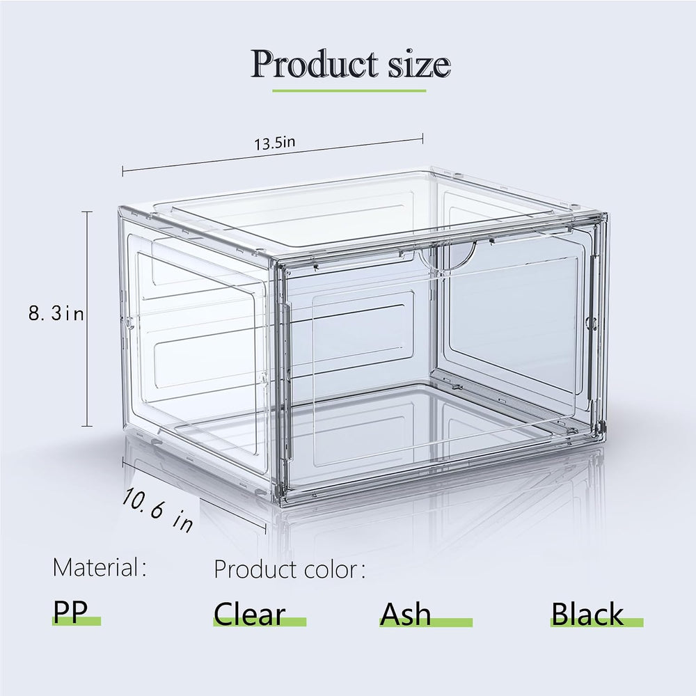 XL Shoe Storage Box,8 Pack Drop Side Shoe Boxes Clear Plastic Stackable,Sneak...