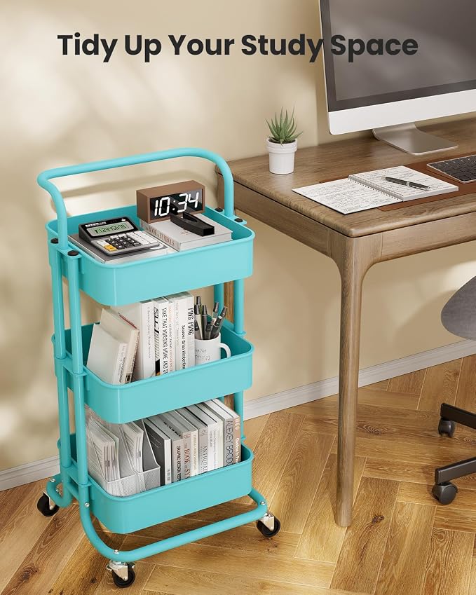 Pipishell 3 Tier Mesh Utility Cart, Rolling Metal Organization Cart - Image 7