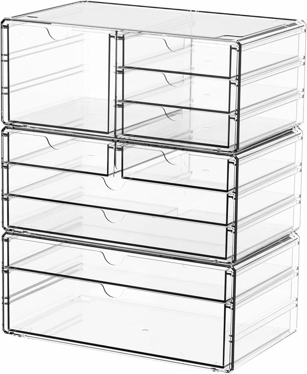 Yieach 3Pack Clear Drawer Organizers Stackable,Acrylic Storage Drawers With 1...