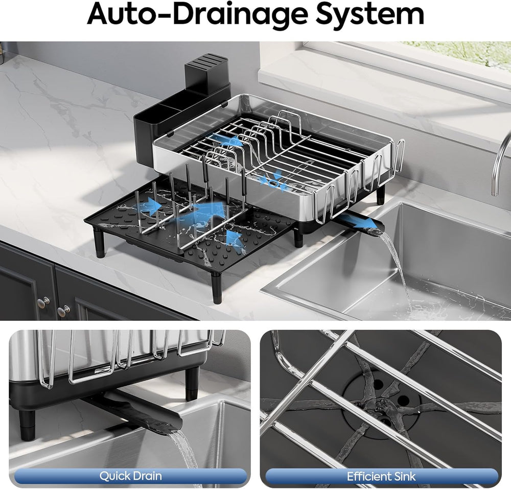 Urackify Expandable Dish Drying Rack, Stainless Steel, Large Capacity