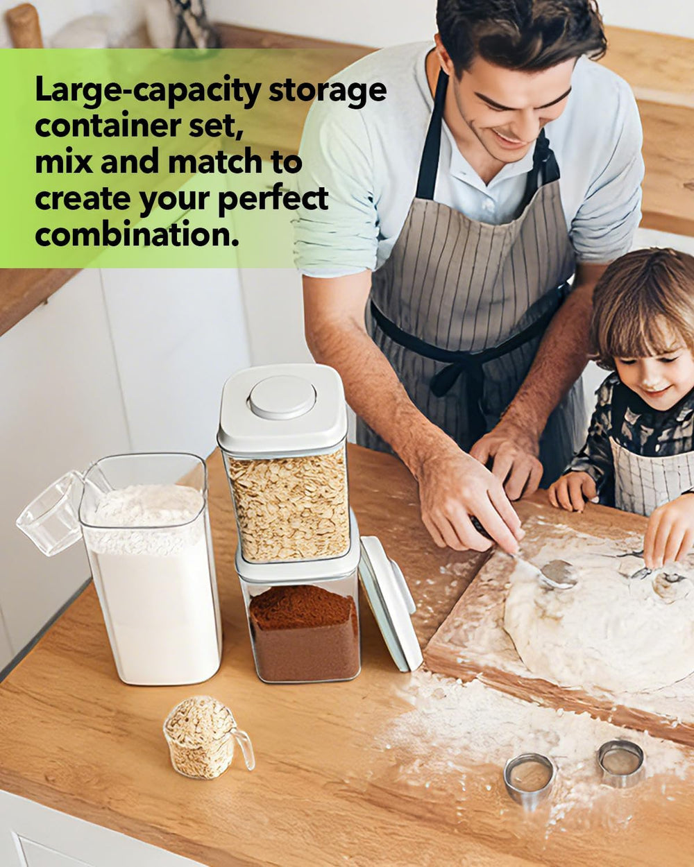 Airtight Food Containers Set with One-Touch Lid, Mixed Size Set (2.8 QT / 2.6...