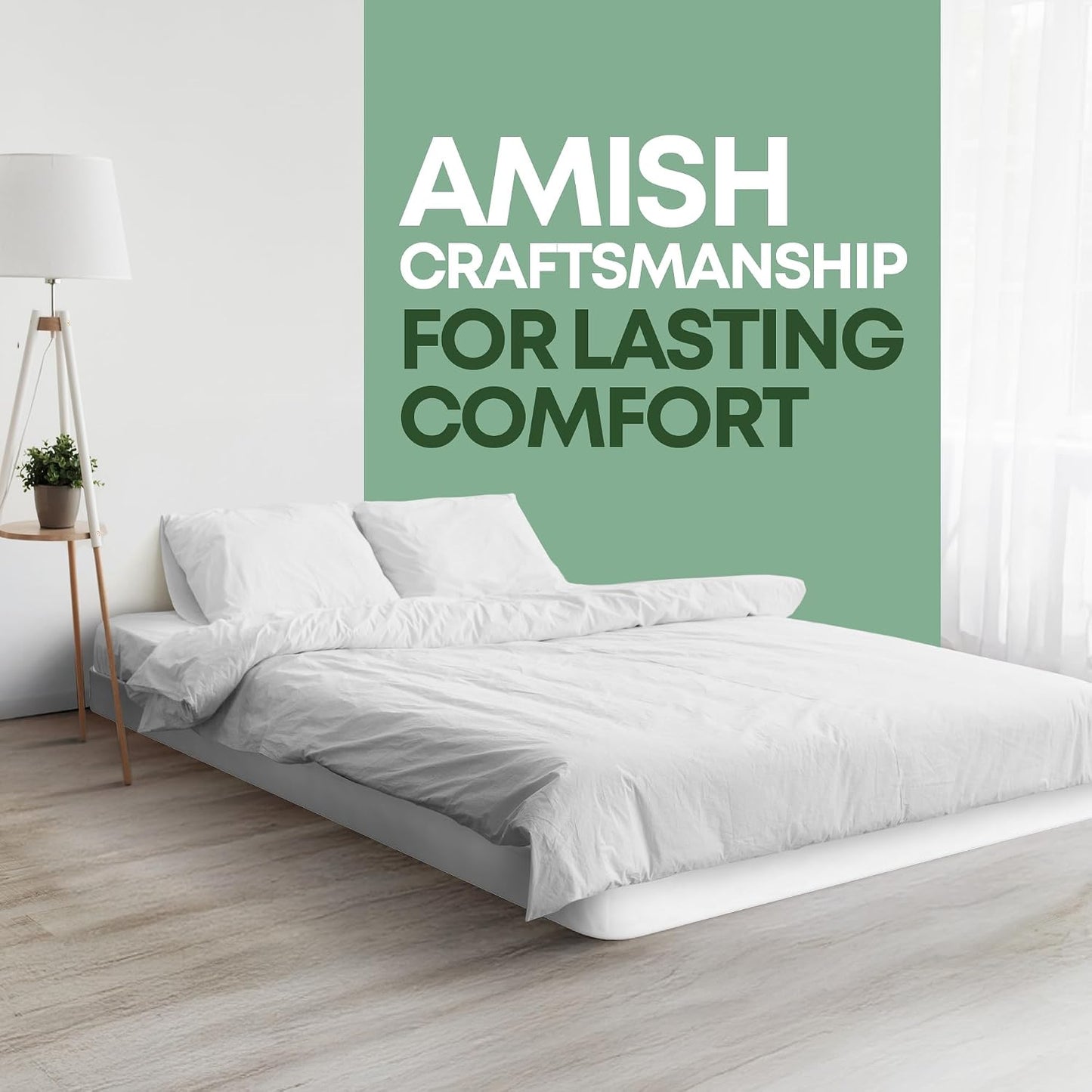 4.5” Full Box Spring Only for Full Size Bed – Amish-Made in The USA – Solid Wood Mattress Foundation with Stable & Quiet Support – Flat-Packed & Easy Assembly | Wood Box Spring