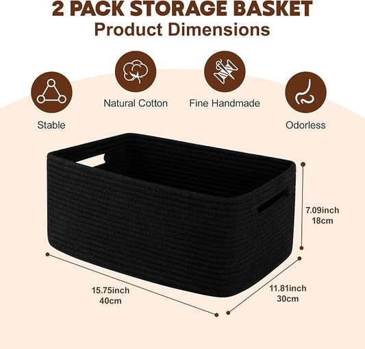 OIAHOMY Storage Basket for Shelves, Closet Cube Storage Bins Baskets for - Image 2