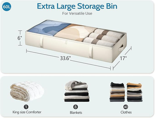 2-Pack Under Bed Storage, 6 Inches Tall Closet Organizers and Storage Bins - Image 2