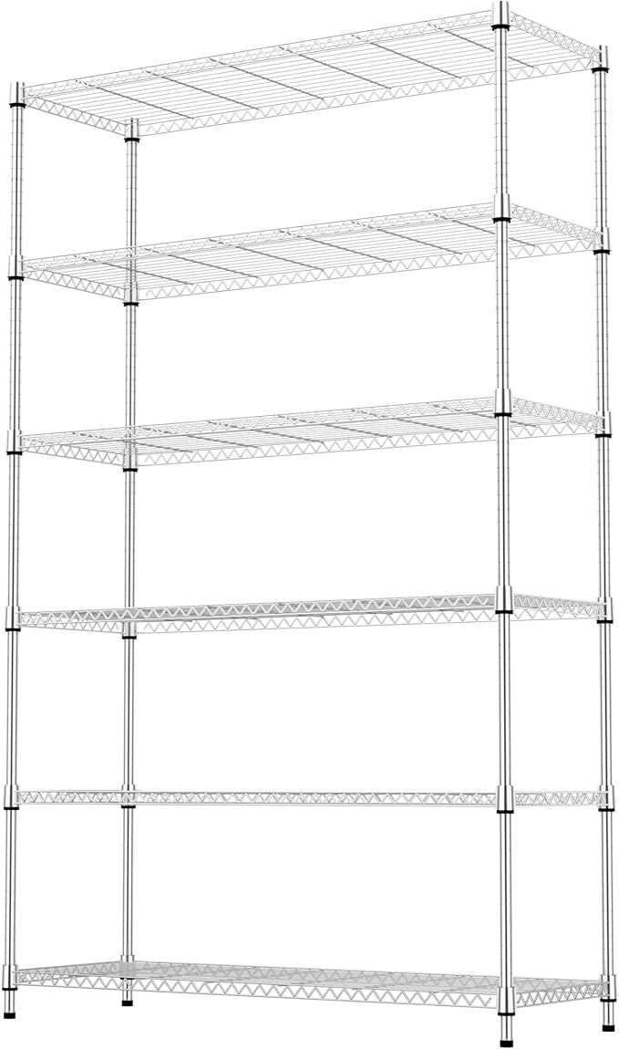 6 Tiers Storage Shelves Load 2100LBS, Metal Shelving Wire Metal Shelving Unit - Image 7