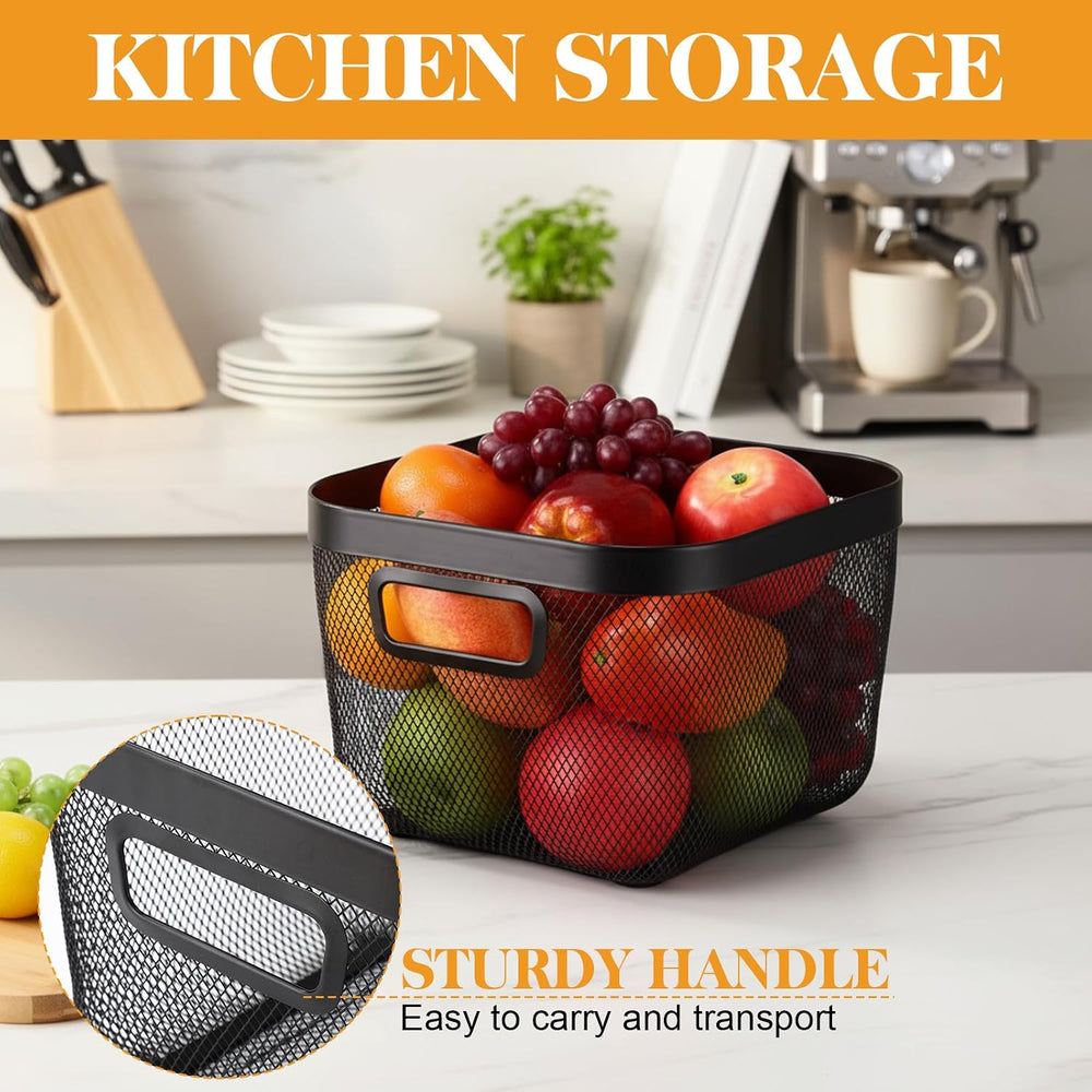 Maxdot 4 Pack Stackable Wire Baskets for Pantry Organizers Kitchen Storage Me...