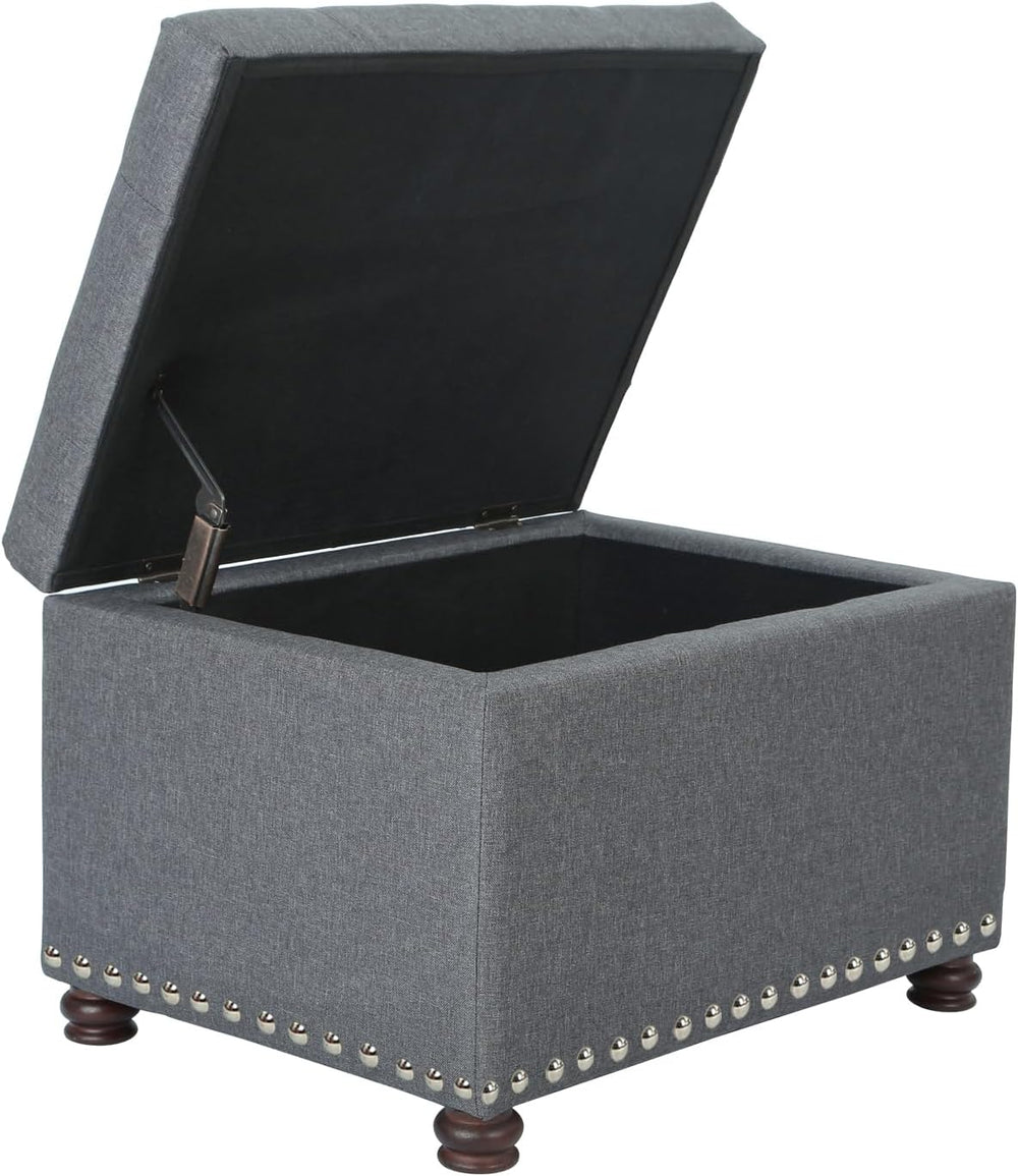 Ottoman with Storage,24" Fabric Ottoman Foot Rest with Hinged Lid Small ...