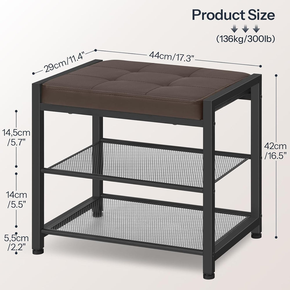 HOOBRO Small Shoe Bench, 3-Tier Shoe Rack, Shoe Storage Bench