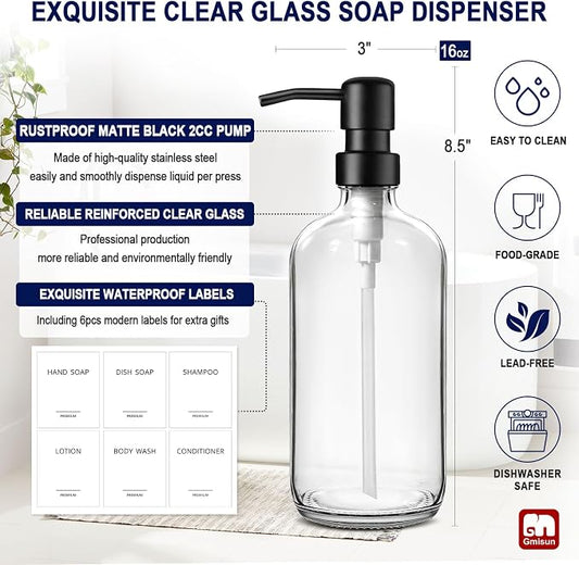 GMISUN Glass Soap Dispenser - Image 2