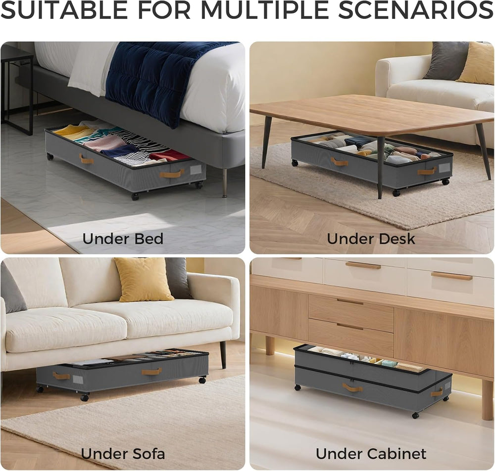 75L 2 Pack Adjustable Under Bed Storage with Wheels