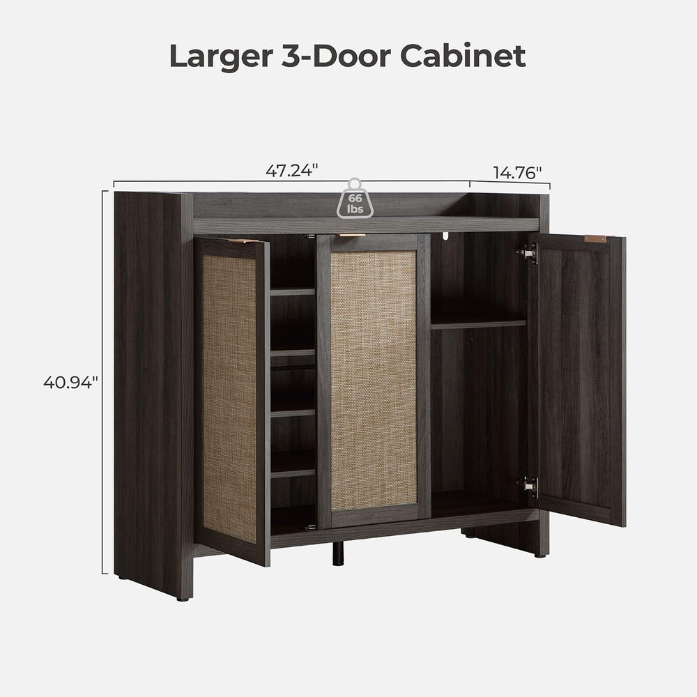 SICOTAS Shoe Storage Cabinet Set of 2, Rattan Large Tall Shoe Cabinet
