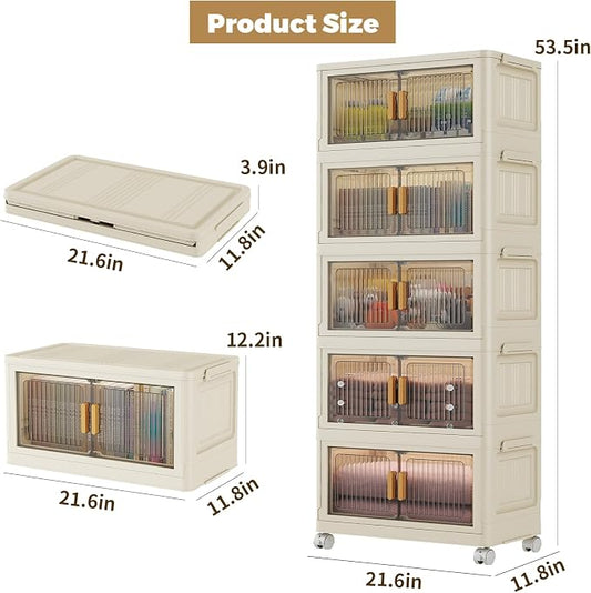 5 Tier Stackable Plastic Storage Bins - Image 2