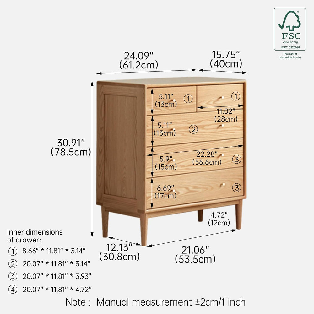 Solid Wood Dresser, 5 Drawer Dresser for Bedroom, Solid Wood Storage Organize...