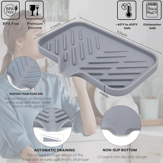Yasmen Silicone Bathroom Soap Dishes, Sink Sponge Holder - Image 2