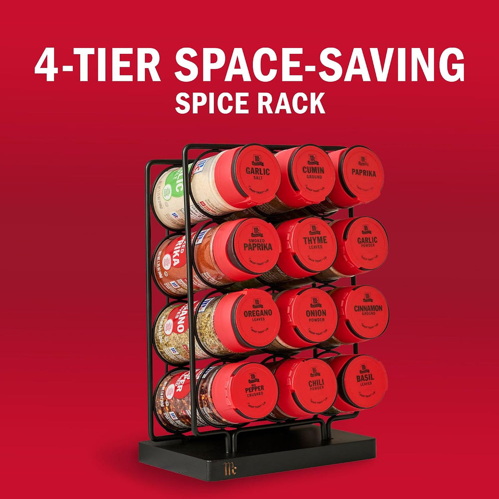 McCormick Spice Rack, Essentials Collection, Black Metal Spice Rack Organizer...