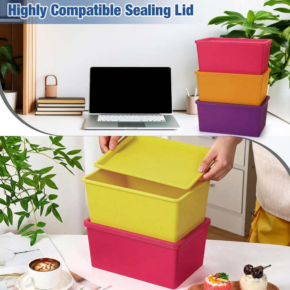 Menkxi 6 Pcs Small Plastic Storage Bins with Lids,Colorful