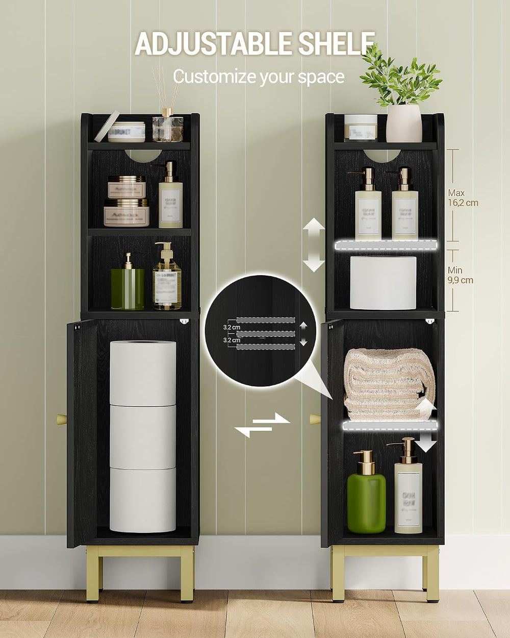 Hzuaneri Bathroom Storage Cabinet, Small Corner Floor Cabinet