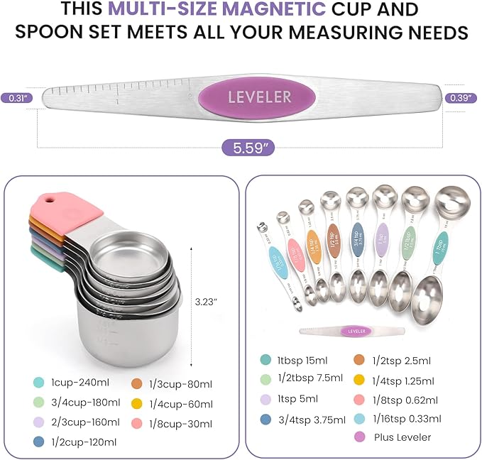 Magnetic Measuring Cups and Spoons Set-Heavy Duty 304 Stainless Steel,Double - Image 6