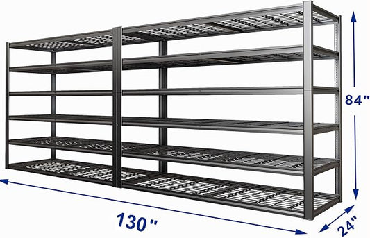 65" W Garage Shelving Heavy Duty, 6 Tier Garage Shelves, Adjustable Storage - Image 2