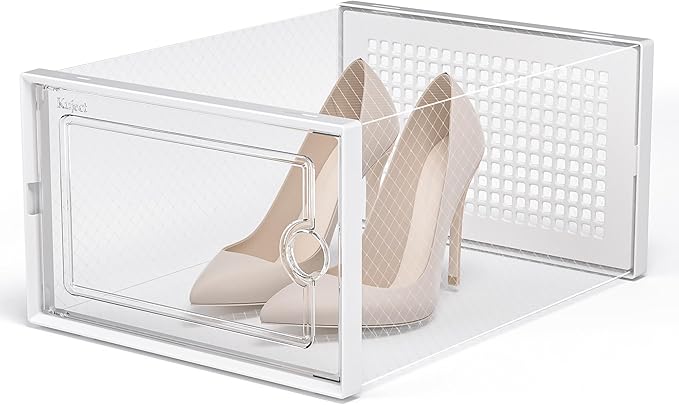 Kuject X-Large Shoe Storage Boxes Organizers Clear Plastic Stackable 12 Pack