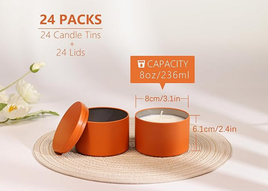 Aroparc Candle Tins 8oz with Lids, 24 Pack Seamless Candle Containers - Image 2