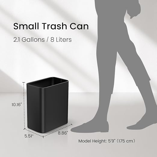 Cesun Small Bathroom Trash Can 2.1 Gallon Wastebasket, Modern Metal Garbage Can - Image 8