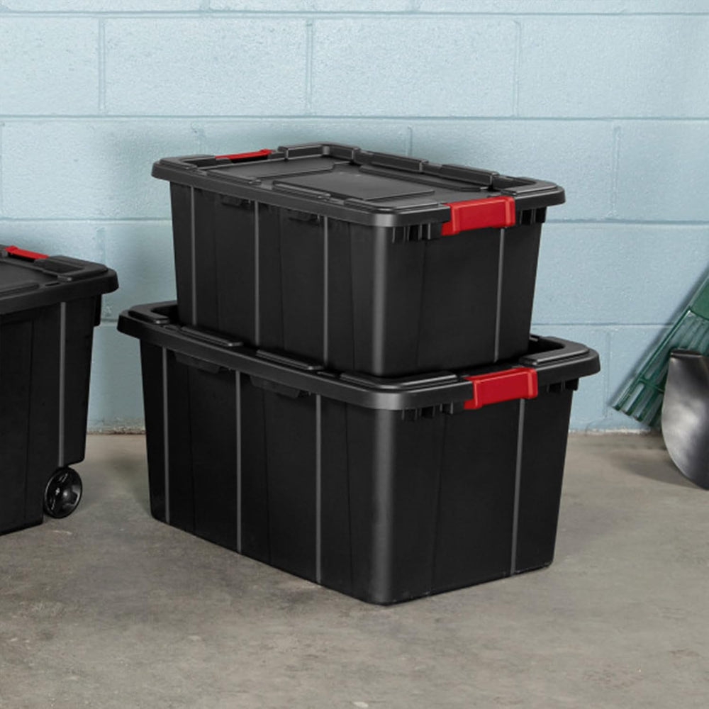 Sterilite Industrial Storage Tote with Lids for Garage, 15 Gallon, 12-Pack