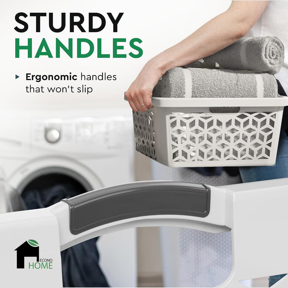 EconoHome Laundry Basket - Large 2 Bushel Laundry Basket with Handles - Stack...
