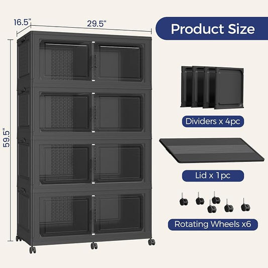 160GAL Storage Bins with Lid and Wheels, Stackable Closet Organizers and - Image 2
