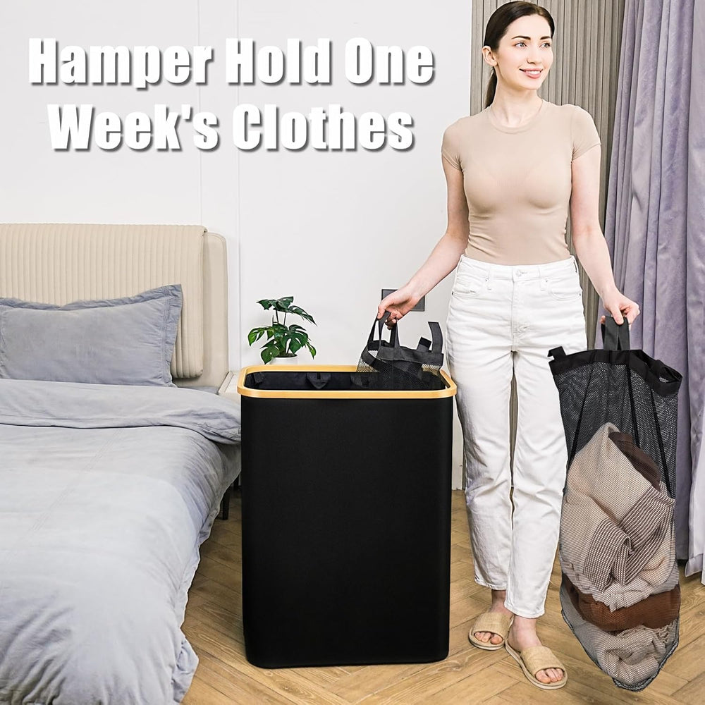 Hampers for Laundry Basket with Lid, 160L Large Laundry Hamper 3 Section
