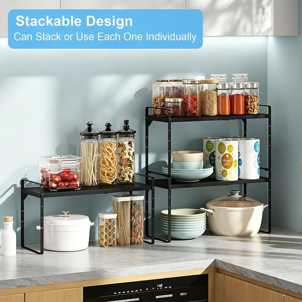 15.5 to 25.5 Inch Kitchen Cabinet Shelf Organizers, Adjustable Kitchen Counte...