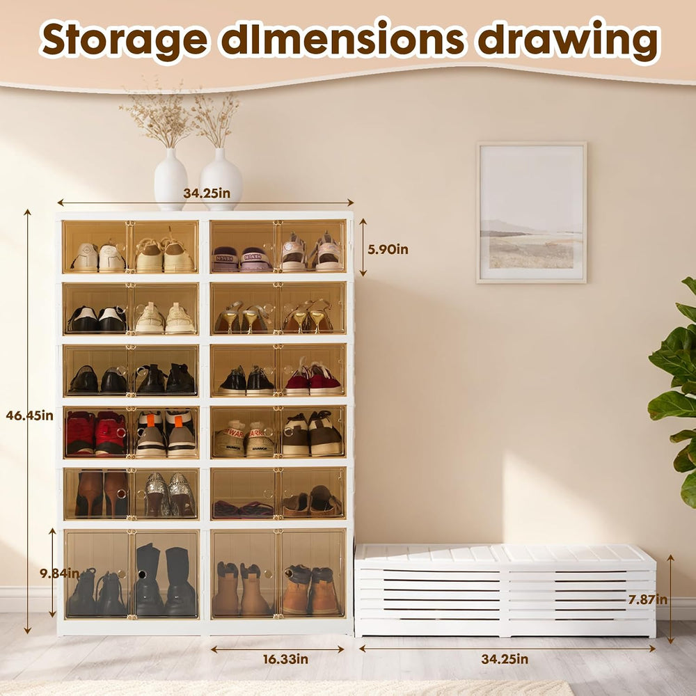 24Pairs Collapsible Shoe Rack Organizer Foldable Shoe Cabinet with Doors