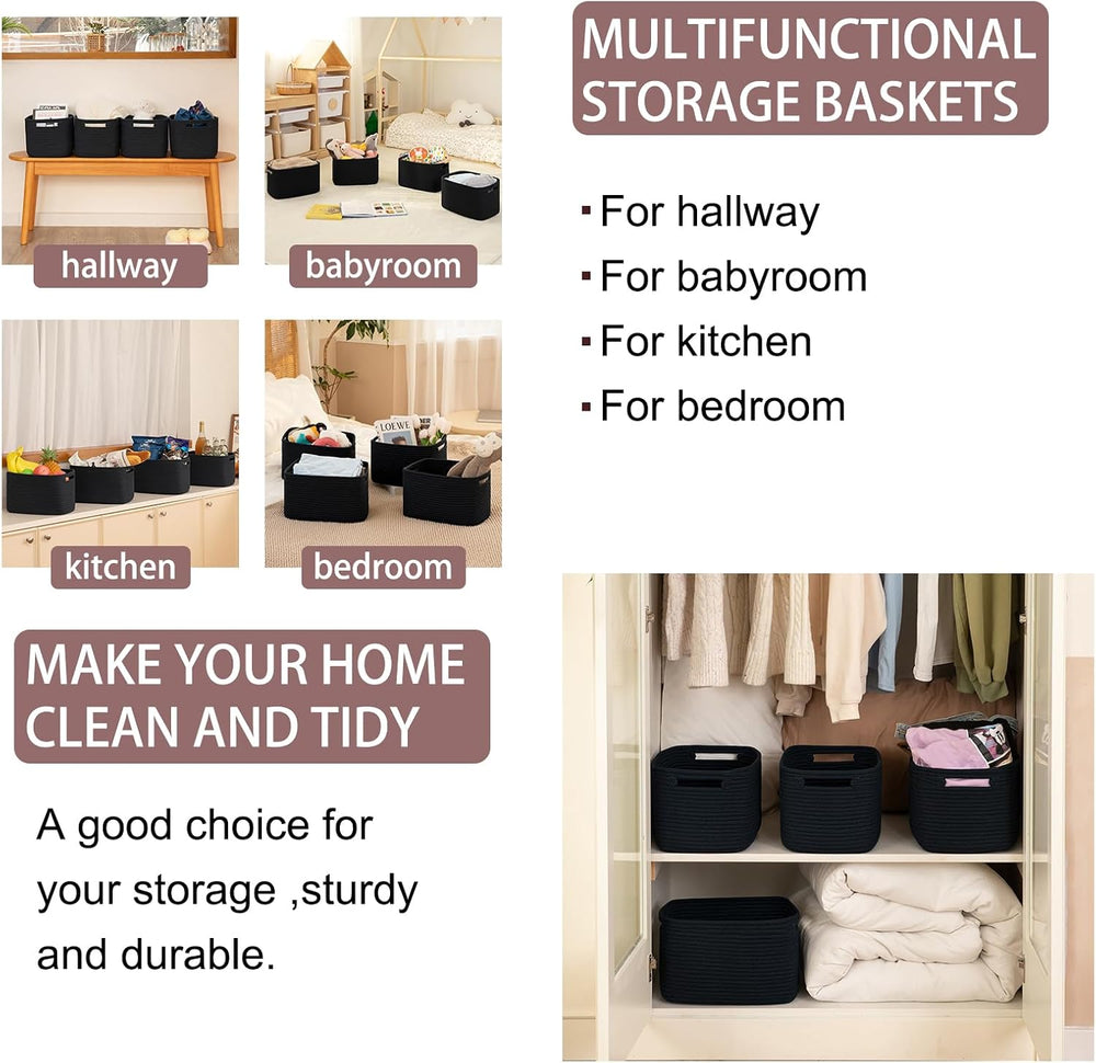 OIAHOMY 4 Pack Storage Baskets for Organizing 24L Cube Storage Bins Black