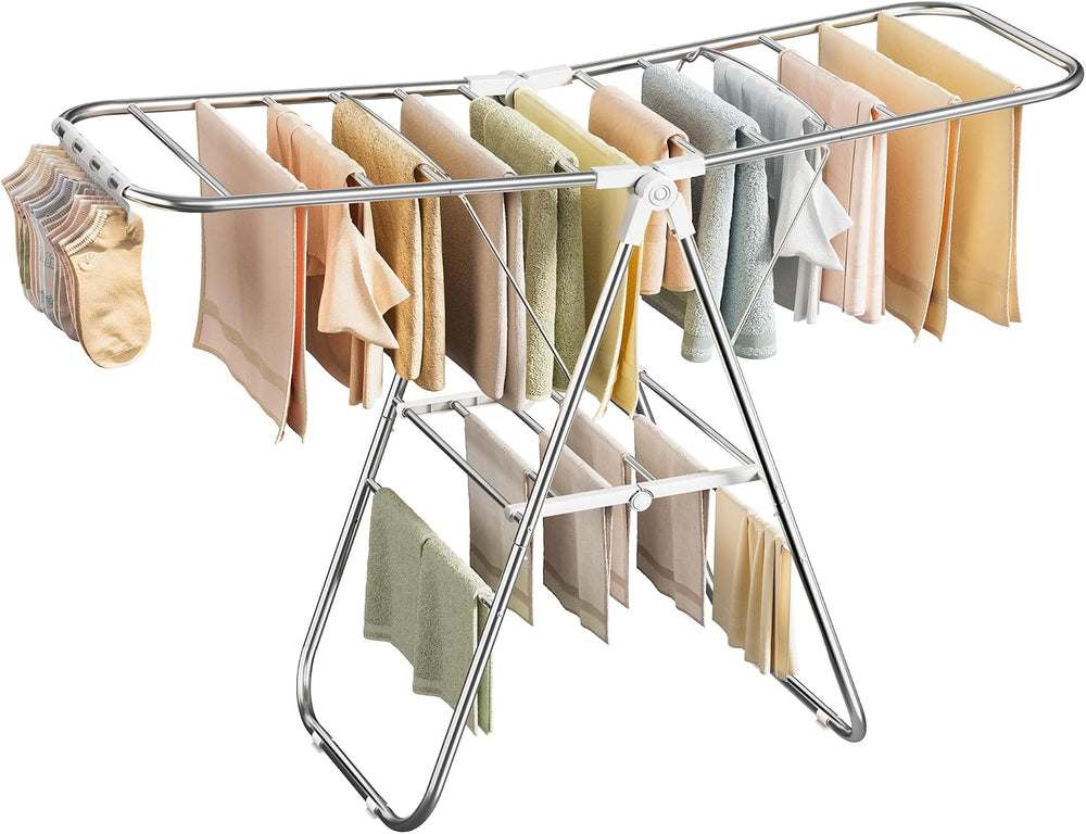 SONGMICS Clothes Drying Rack, Foldable Metal Airer, 19.3 x 51.2 x 39.4 in