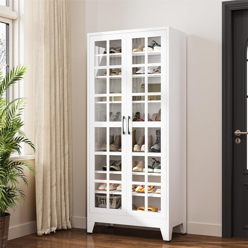 Tall Shoe Cabinet with Doors and Adjustable Shelves
