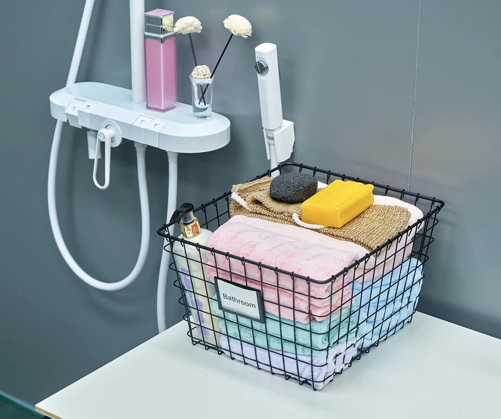 JUNCHU CHERRY 【Extra Large】 Wire Handmade Basket 4 Packs, Kitchen Bathroom St...