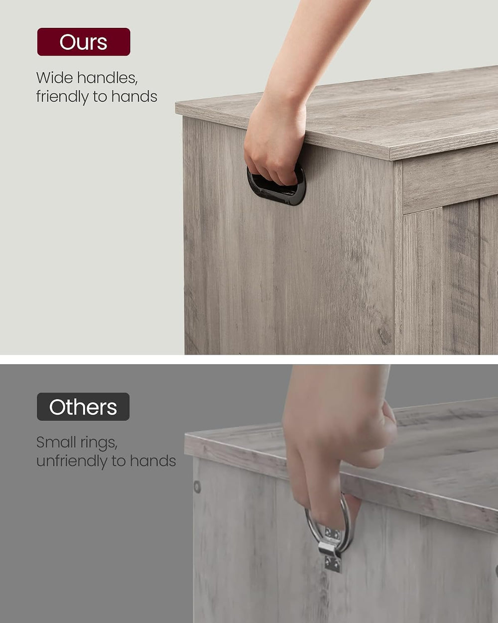 VASAGLE Storage Chest, 29.9 Inches Width Bench with 2 Safety Hinges