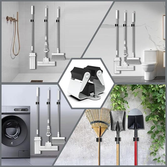3-H Broom Hanger, Mop Holder Wall Mount 8 Pack, Broom Holder Wall Mount - Image 2