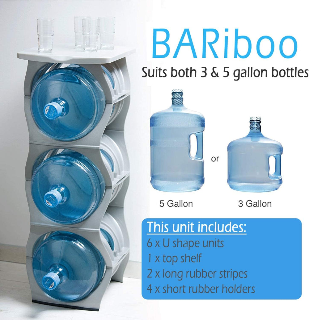 Bariboo Stackable Water Bottle Storage Rack Best Water Jugs 5 Gallon Organize...