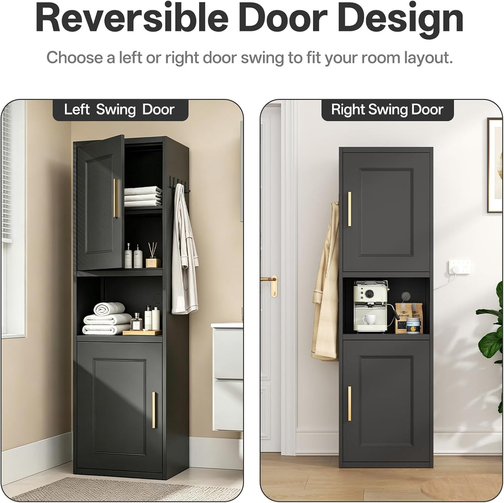 67" Tall Narrow Storage Cabinet, Metal Slim Bathroom Storage Cabinet wit...