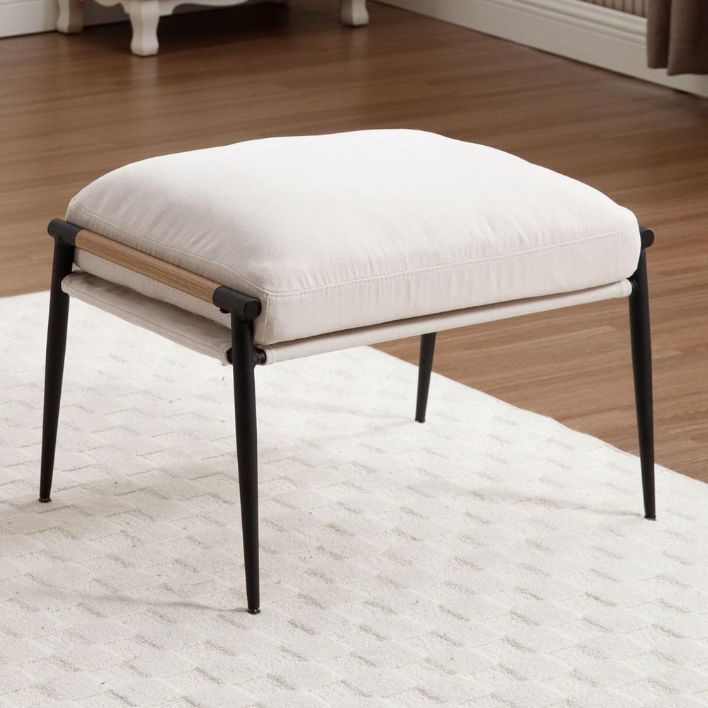 LukeAlon Upholstered Chenille Footstool, Modern Ottoman Footrest Small Shoe S...