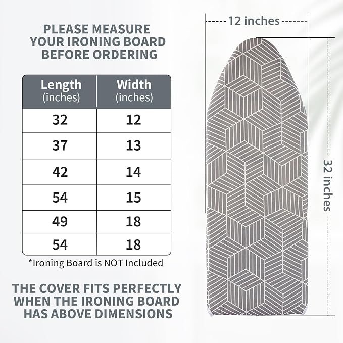 Over The Door Ironing Board Cover 13 x 37 inch, Small Iron Board Cover w Heat - Image 7