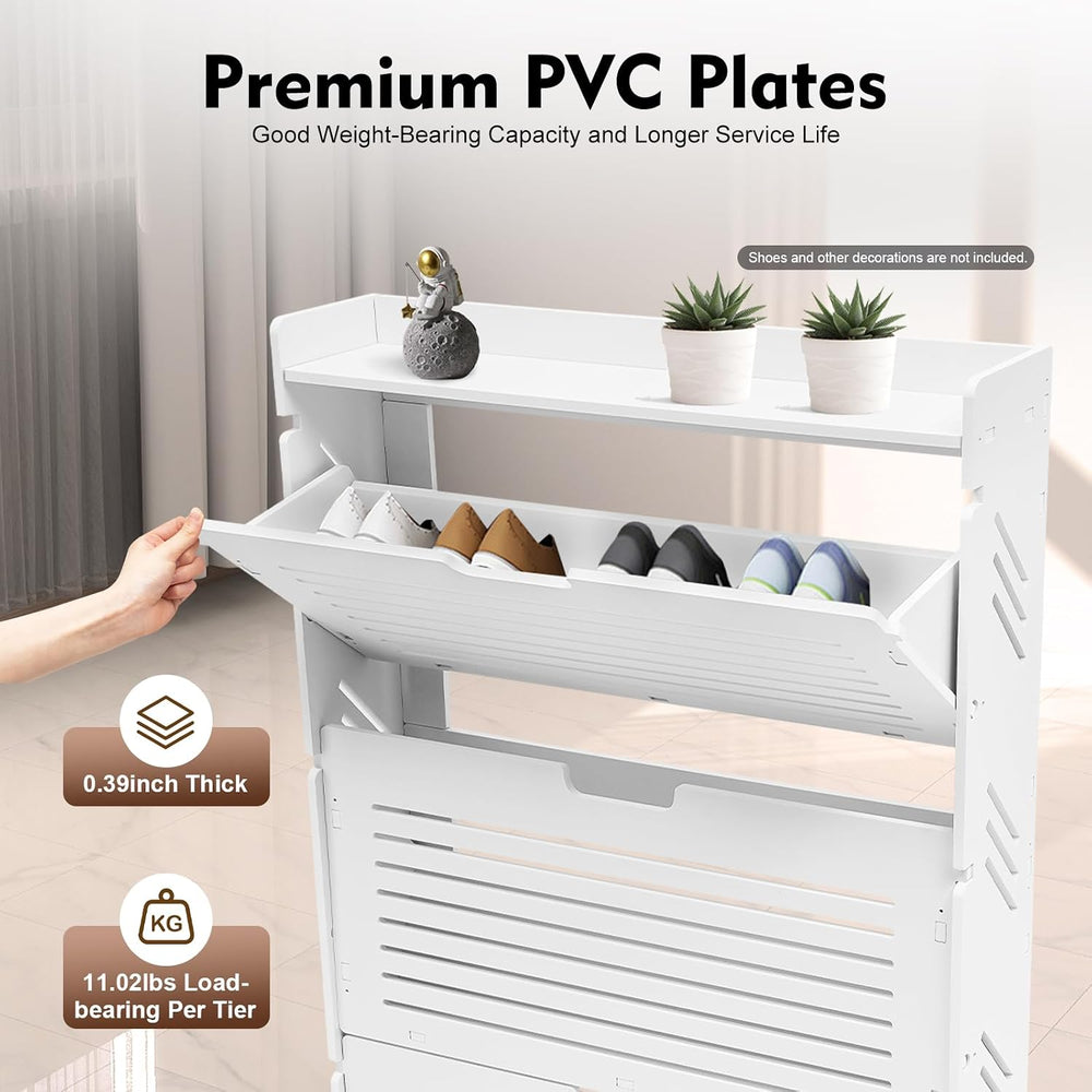 Shoe Storage Cabinet w/3 Flip Drawers, Slim Shoe Rack for Entryway