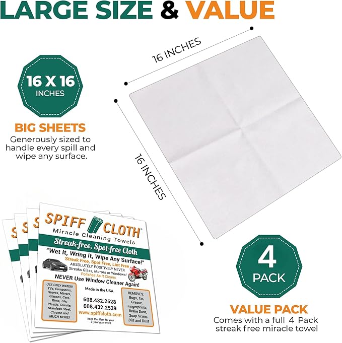 4-Count, Miracle Cleaning Towels, Streak-Free, Cleans - Image 7