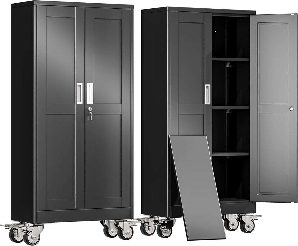 erosoei 61" H Metal Garage Storage Cabinet, Rolling Tool Cabinet with 2 ...