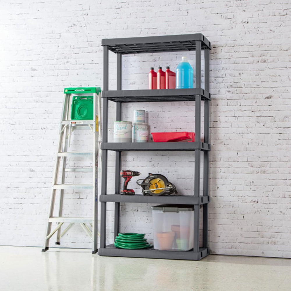 Sterilite 5 Shelf Unit, Heavy-Duty Plastic Storage & Utility Shelving Rack